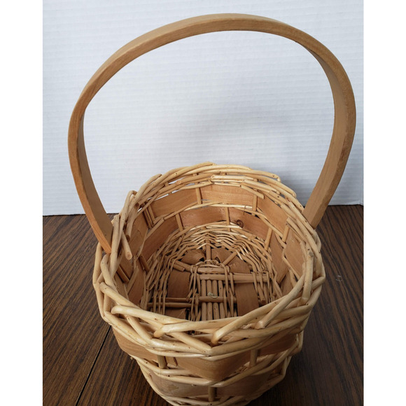 Easter Spring Basket 9 Inch Woven Chip Wood With Handle - Picture 6 of 9